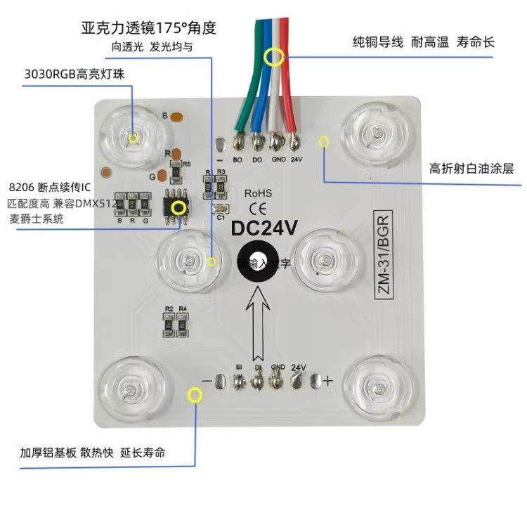 led彩色灯箱灯条幻彩全彩RGB区块灯软膜灯箱漫反射方块灯户外防水