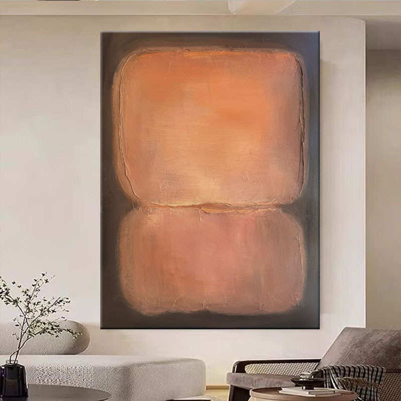 手绘油画侘寂原木风客厅背景墙装饰画抽象肌理画卧室书房艺术挂画