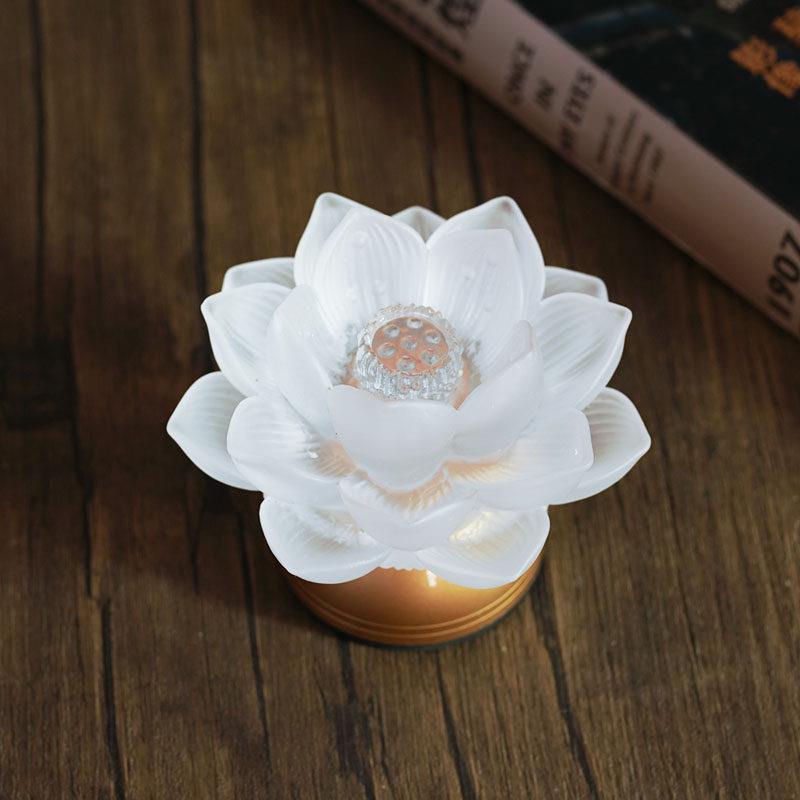 琉璃莲花灯白色2026新款荷花灯家用插电充电led长明灯佛灯