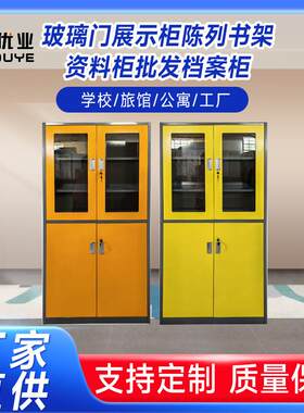 厂家办公室档案柜玻璃门展示柜陈列书架财务资料柜钢制储物柜