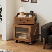 实木头柜床家用卧灯室简约创意21款 床头客厅机器人收带储纳物柜儿