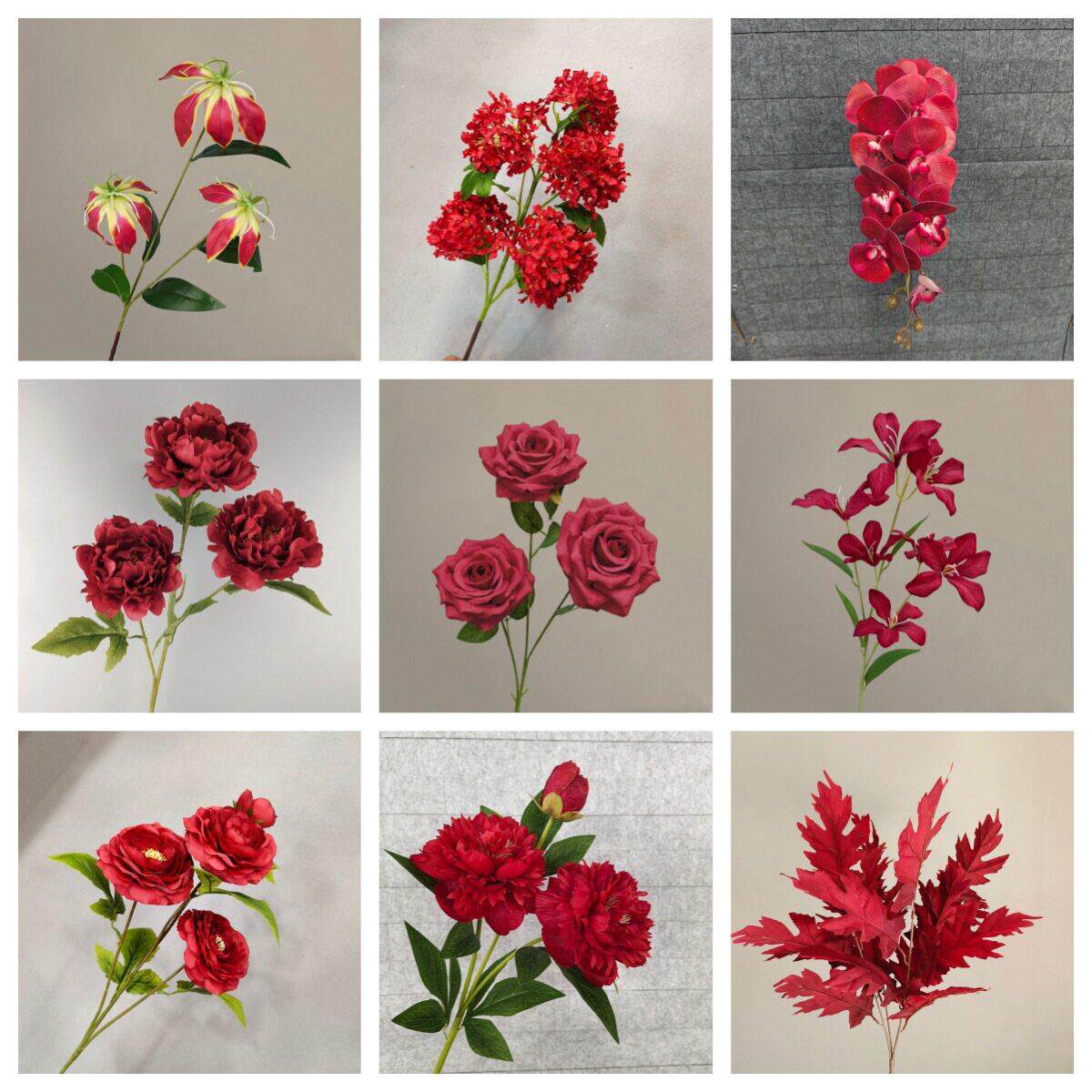 红色仿真花婚庆用花玫瑰花百合假花仿真玫瑰花莫奈风花瀑布装饰