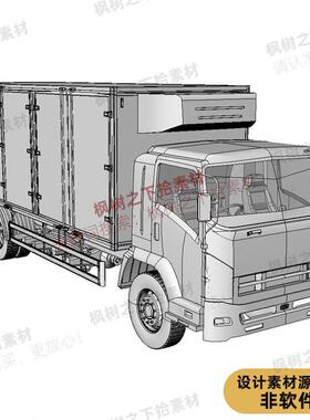 厢式货车 快递车 卡车犀牛模型rhino/C4D/3dmax/maya模型obj
