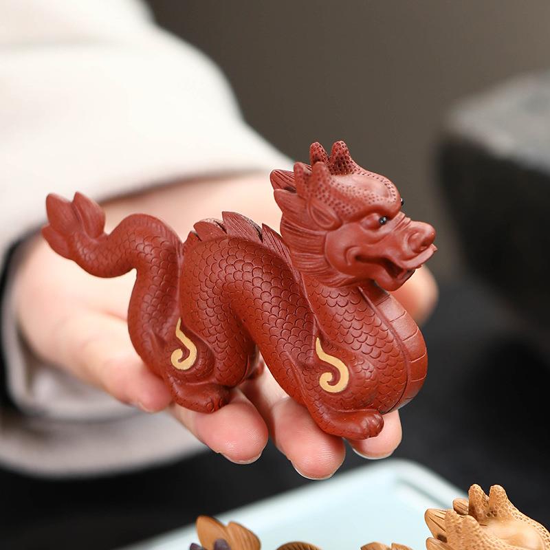 宜兴紫砂茶宠龙十二生肖摆件手工精品可养雕塑茶具茶道配件