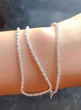 Authentic S925 Sterling Silver Necklace 2mm Sparkling Collar