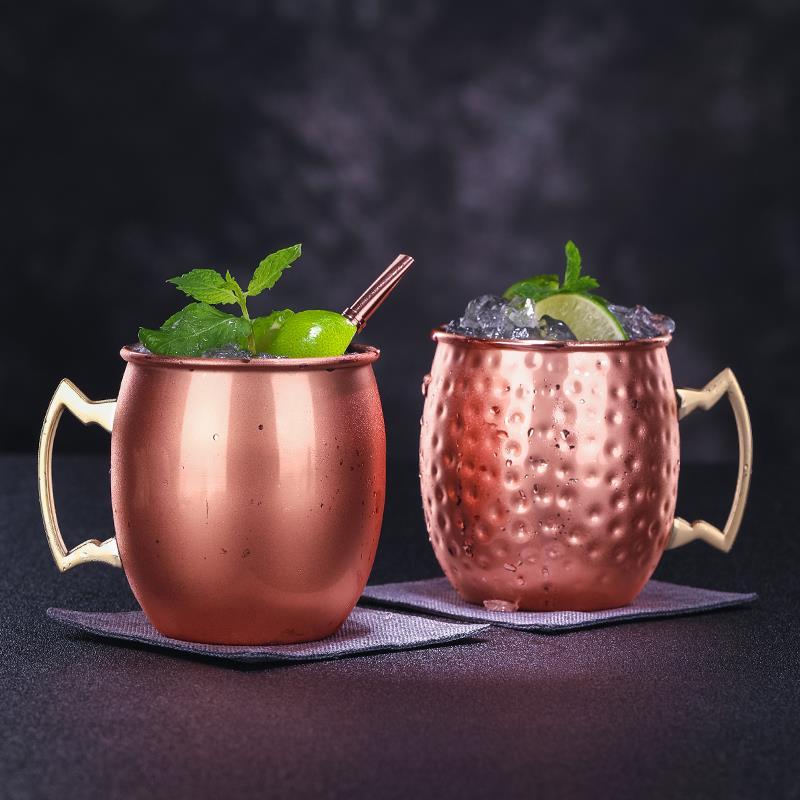 酒吧传奇 鼓型铜杯 莫斯科骡子杯 Moscow Mule鸡尾酒杯 酒吧铜杯