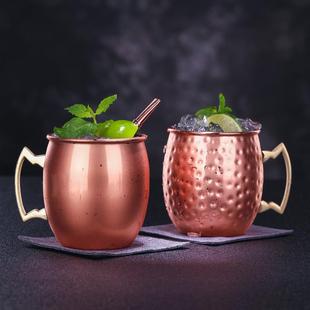 酒吧传奇 鼓型铜杯 莫斯科骡子杯 Moscow Mule鸡尾酒杯 酒吧铜杯