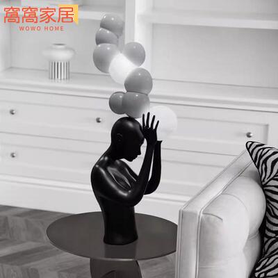 轻奢人物雕塑RX97摆马头装置艺品售楼术橱处酒店大堂窗落地装饰件