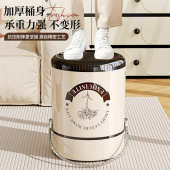 按压带卧室盖式 客厅颜纸篓大容量2025风卫生间高 奶油值垃圾桶新款