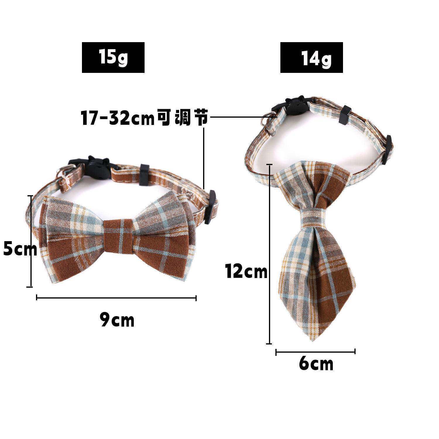 宠物格子英伦风蝴蝶结领带套装项圈防窒息猫咪狗可调节绅士项圈