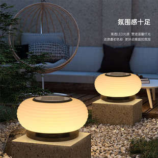 圆形柱头灯太阳能户外灯防水花园别墅外门柱灯民宿庭院围墙柱子灯