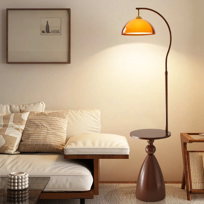 复古中古风落地灯网红置物架客厅沙发旁装饰书房卧室床头一体台灯