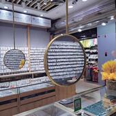 吊杆圆形镜子化妆室镜子酒店客房浴室镜天花板吊镜悬空洗手间镜