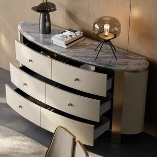 CBG 然大理石柜餐边柜不锈高端皮艺石 极简轻奢钢六奢斗天OYS 意式