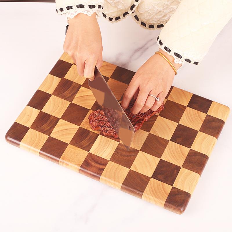 棋盘格菜板实木家用砧板相思木拼接乌檀木菜板厨房切菜板案板