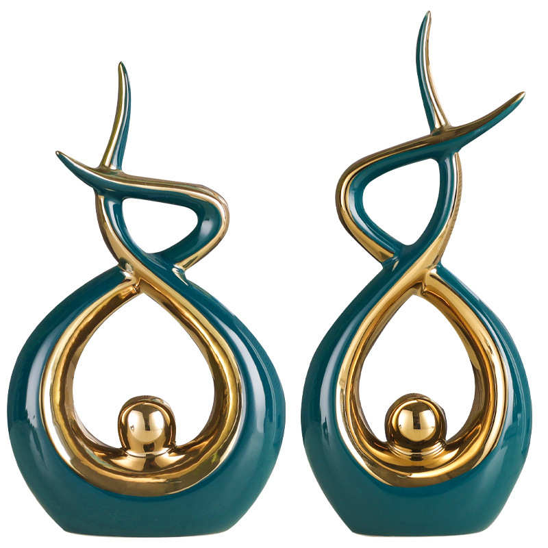 高级抽象轻奢陶瓷摆件 客厅电视柜玄关博古架陶瓷装饰工艺品