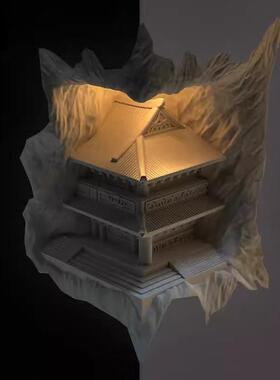 感应石膏灯嵌入式转角壁灯玄关人体感应走廊中式装饰小夜灯氛围灯