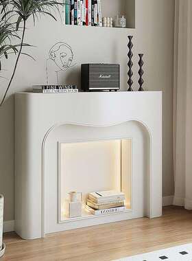 法式壁炉装饰柜黑色展示玄关边柜仿真火中古风靠墙直播背景置物架