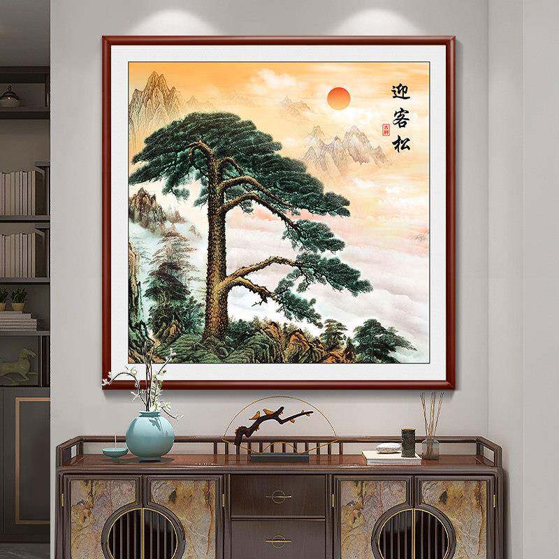 道画背景墙画山水画走廊新定制过风水可中式挂画招财玄关迎客松