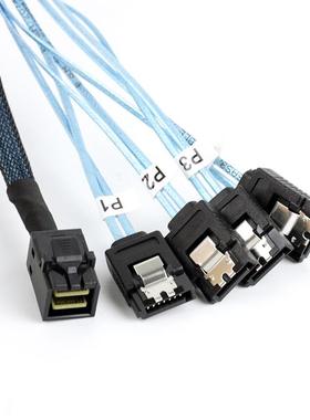 适用LSI阵列卡mini sas hd8643转4sata正向12G硬盘背板主板反接线