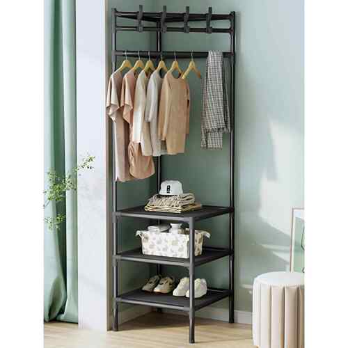 !拐角墙边柜简易转角衣帽架落地卧室墙角置物架衣服架收纳挂衣架