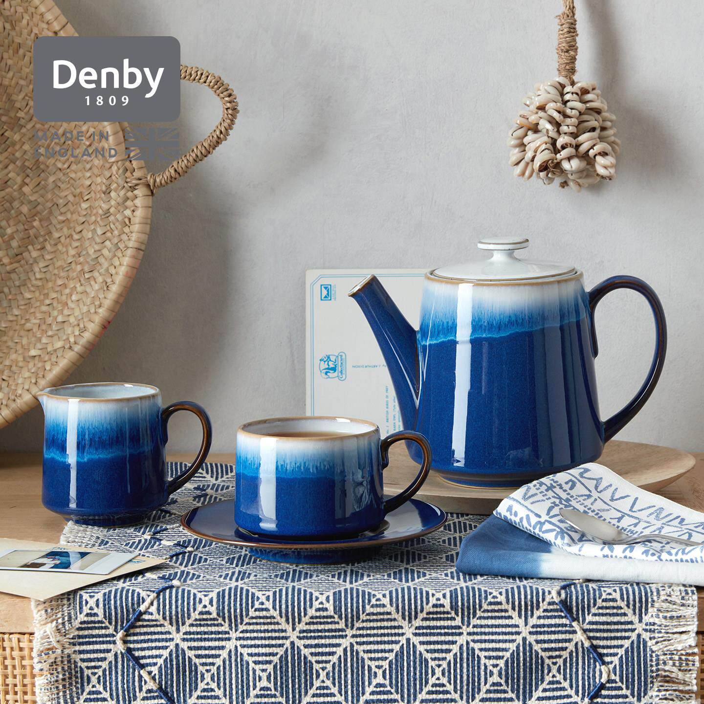 denby丹碧英国进口蓝雾陶瓷杯子咖啡杯碟茶壶茶杯下午茶套装礼物