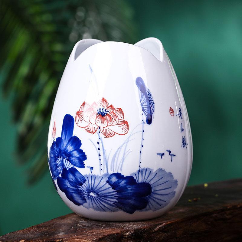 景德镇陶瓷器手绘青花瓷小花瓶水养富贵竹插花创意工艺品装饰摆件
