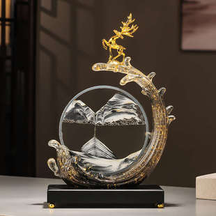 创意流沙画鹿摆件餐边柜子客厅电视柜办公室高级感家居好物装饰品