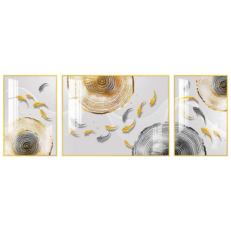 鱼挂画装饰画图九组合大气现代简约墙三联沙发客厅新背景中式,家居饰品,现代装饰画,淘宝优惠券,粉丝福利购,淘宝优惠卷