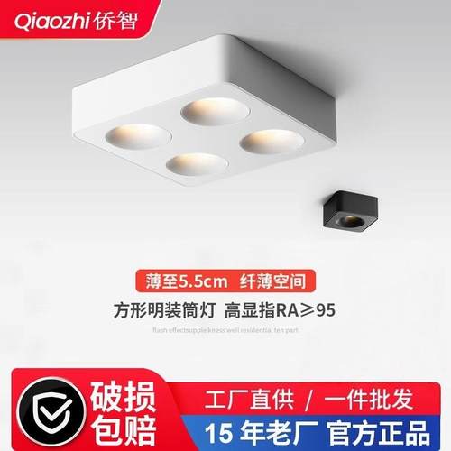 超薄明装筒灯免吊顶智能四头卧室双头斗胆灯无主灯客厅吸顶射灯