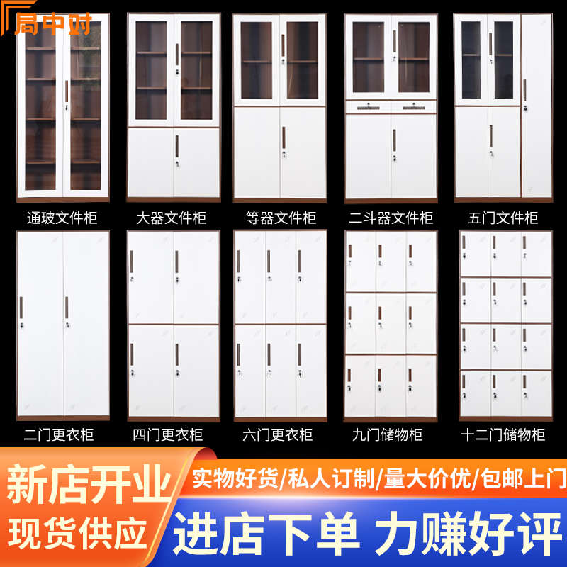 局中对钢制柜时尚办公文件柜资料档案柜职工储物更衣柜银行凭证柜