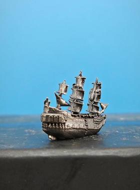 黄铜黑珍珠号加勒比海盗船帆船模型鱼缸造景摆件工艺船微景观装饰