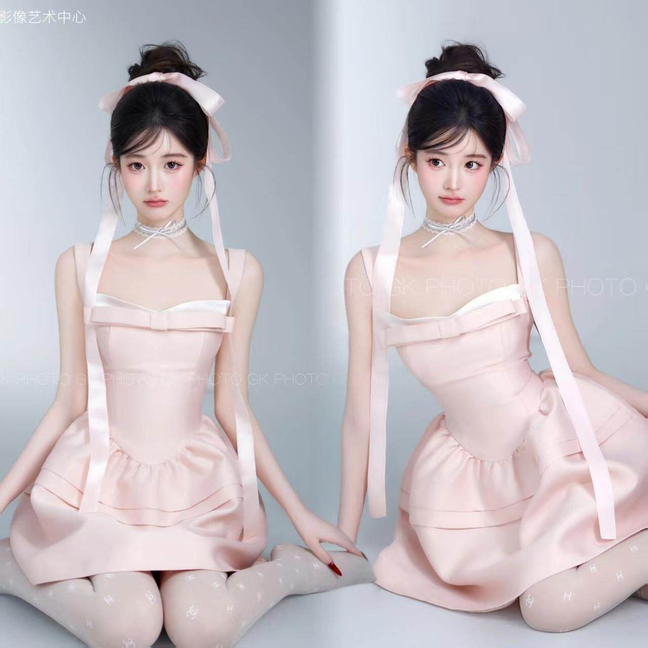 2025照相馆新款韩系主题甜美小清新粉色芭蕾少女洋装艺术拍照服装