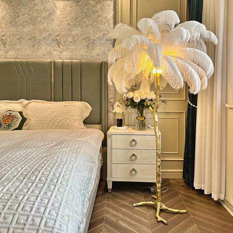 灯魅 奶油风羽毛落地灯法式复古客厅氛围灯卧室网红立式台灯装饰