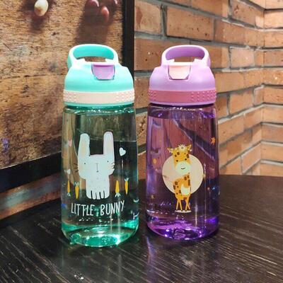 450ml Kids Water Bottle With Straw BPA Free Children Drinkin