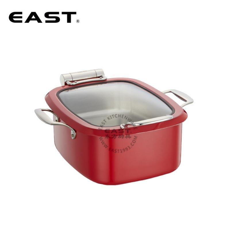 有耳方型玻璃盖红色迷你自助餐煲【EAST东方厨具】