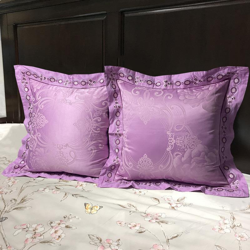 轻奢55x55抱枕套全棉贡缎提花床头靠背套靠垫套子大靠枕婚庆一对