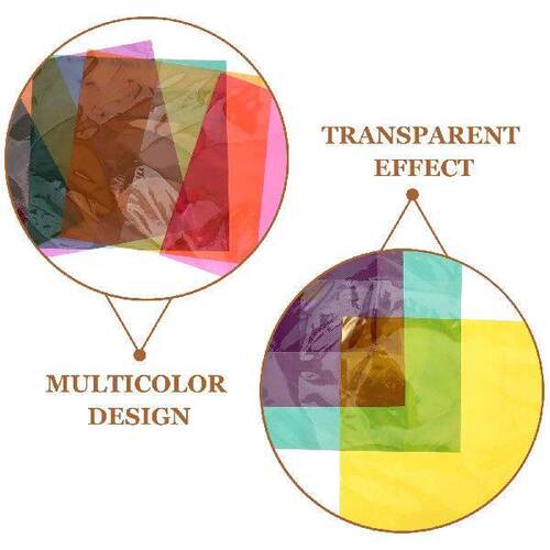 90Pcs Clear Colored Cellophane Paper Sheets Transparent