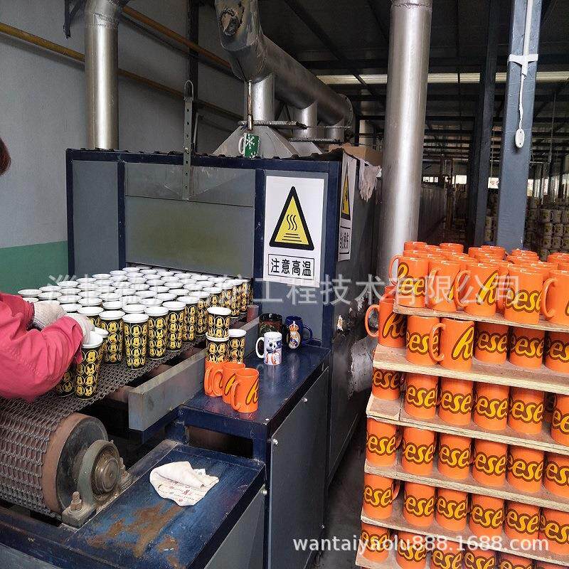 网带窑炉厂家专业设计施工天然气烤花炉实物图片现场运行视频