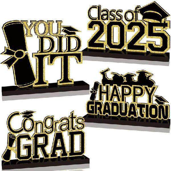 黑金ClassOf2025毕业装饰4件套酒红色主题配件多色选择音乐周边