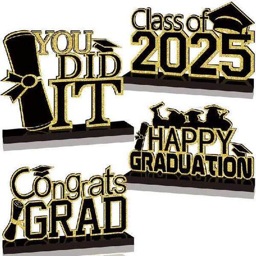 黑金ClassOf2025毕业装饰4件套酒红色主题配件多色选择音乐周边