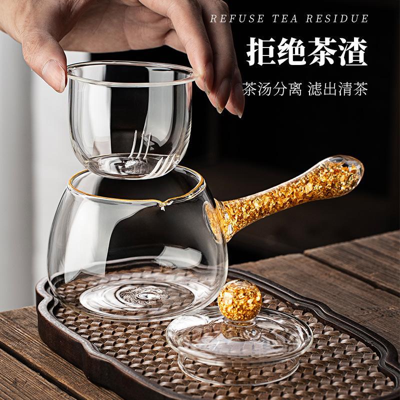 高档耐热高硼玻璃水晶公道杯带盖茶壶家用专用公杯茶漏过滤泡茶壶