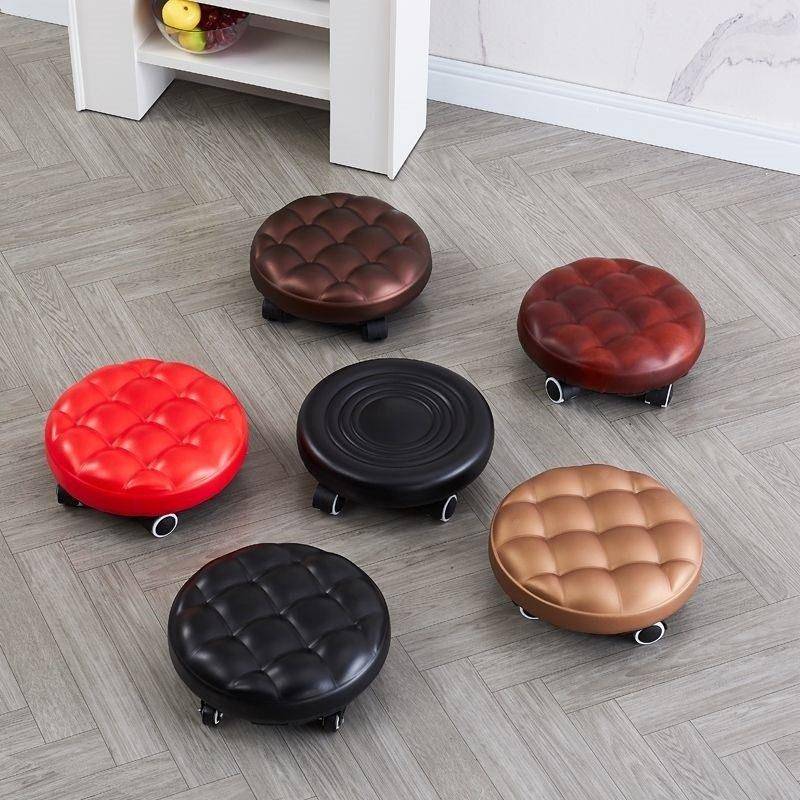 滑轮小凳子家用美缝椅万向轮矮凳带轮擦地移动小板凳学步神器圆凳