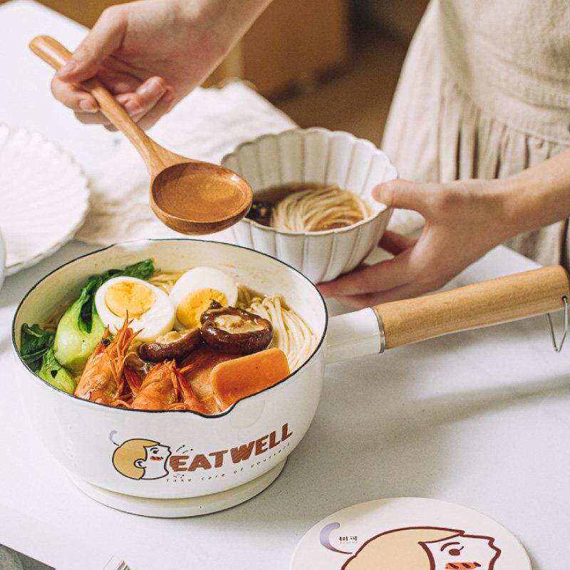 eatwell雪平锅家用一人食煮泡面锅搪瓷汤锅辅食热奶锅小高级