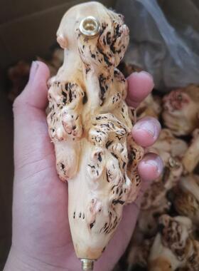 山茶木烟斗麻梨疙瘩烟斗木制烟嘴黑果木手把件随行根雕烟斗