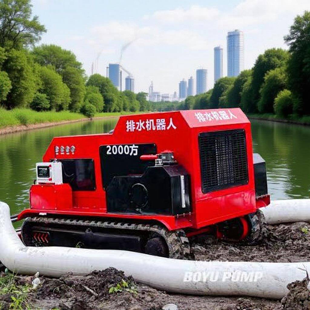 排水机器人大流量排涝防汛履带式排水泵自行走液压排水机器人