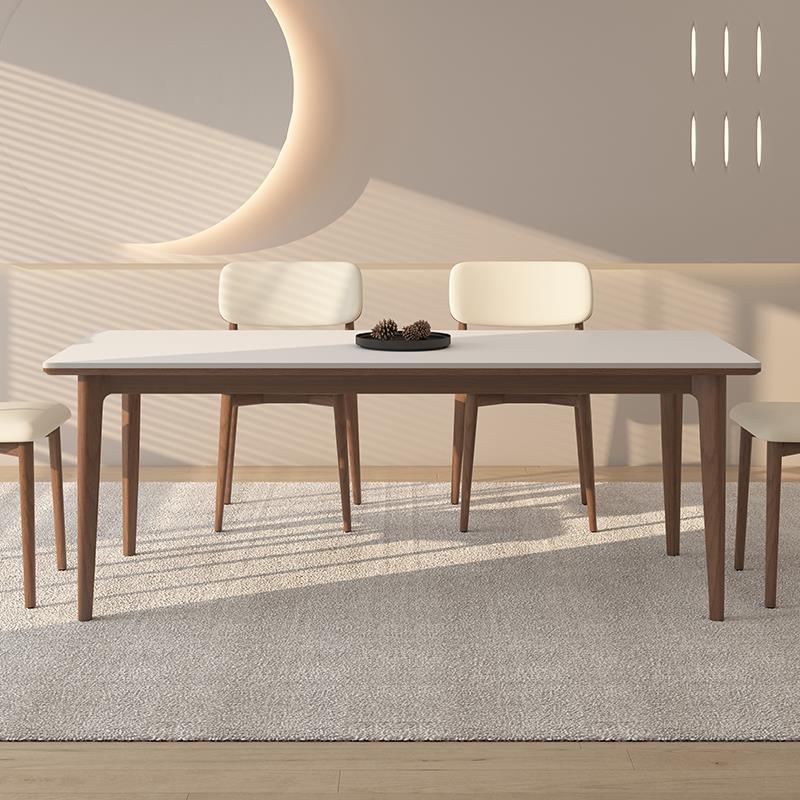 高档德利丰岩餐桌用小户板型胡桃实木现代简约黑长方形原木吃家饭