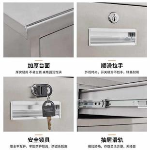 不锈钢办公桌车间工作实验室长方形操作诊疗台桌子带抽屉锁电脑桌
