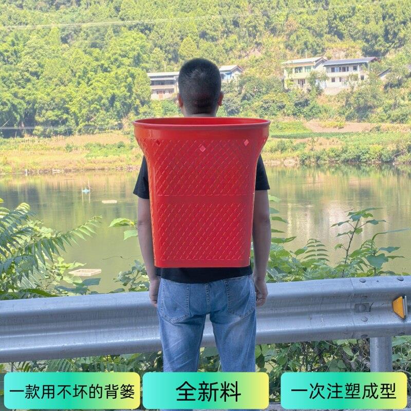 仿竹编塑料背篓大号加厚石榴背篼采茶蘑菇水果蔬菜赶集用背筐彩色