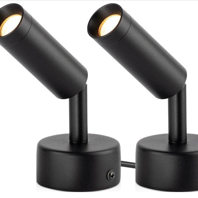 3w照树灯室内墙壁灯美规插头1.8米带脚踩开关线庭院灯三色小射灯